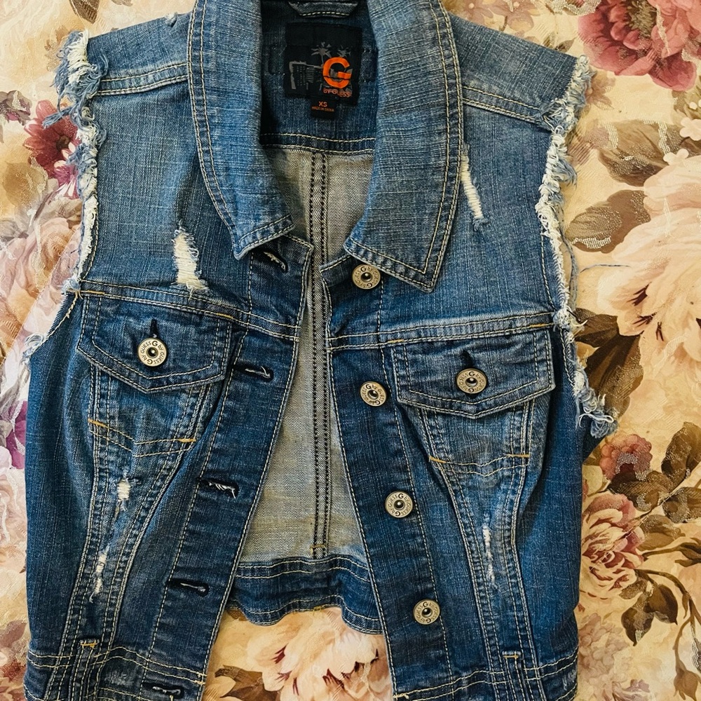 Distressed Denim Vest